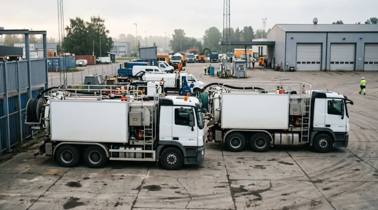 Camions hydrocureurs de débouchage de canalisation prêts à intervenir à Paris